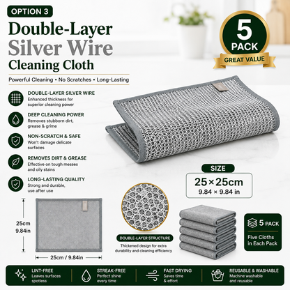 Premium Silver Mesh Cleaning Cloth – Powerful Grease-Cutting Scrubber, Reusable & Quick-Dry