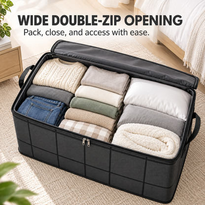 Foldable Under-Bed Clothes Storage Bin with Lid & Handles