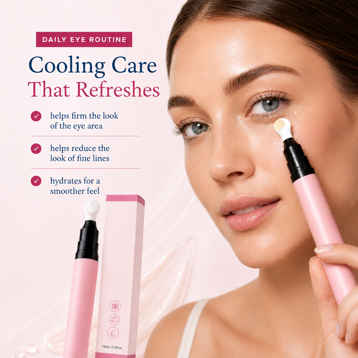 Firm & Lift Under Eye Roller Gel | Reduce Dark Circles, Puffiness & Fine Lines, Cooling Eye Serum Stick