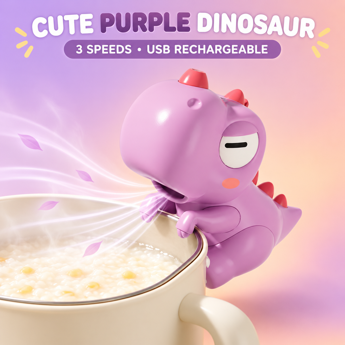 Cute Animal Clip-On Food Cooling Fan – 3-Speed Bowl & Cup Cooler