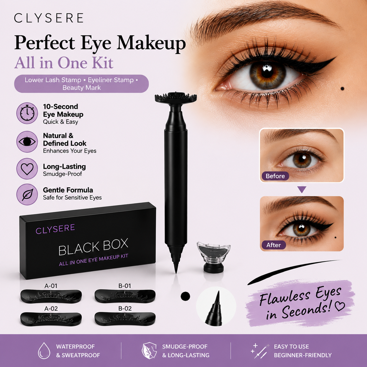 ✨ 3-in-1 Eye Makeup Stamp Kit – Create Perfect Eyeliner, Lash Looks & Beauty Marks in Seconds 💕