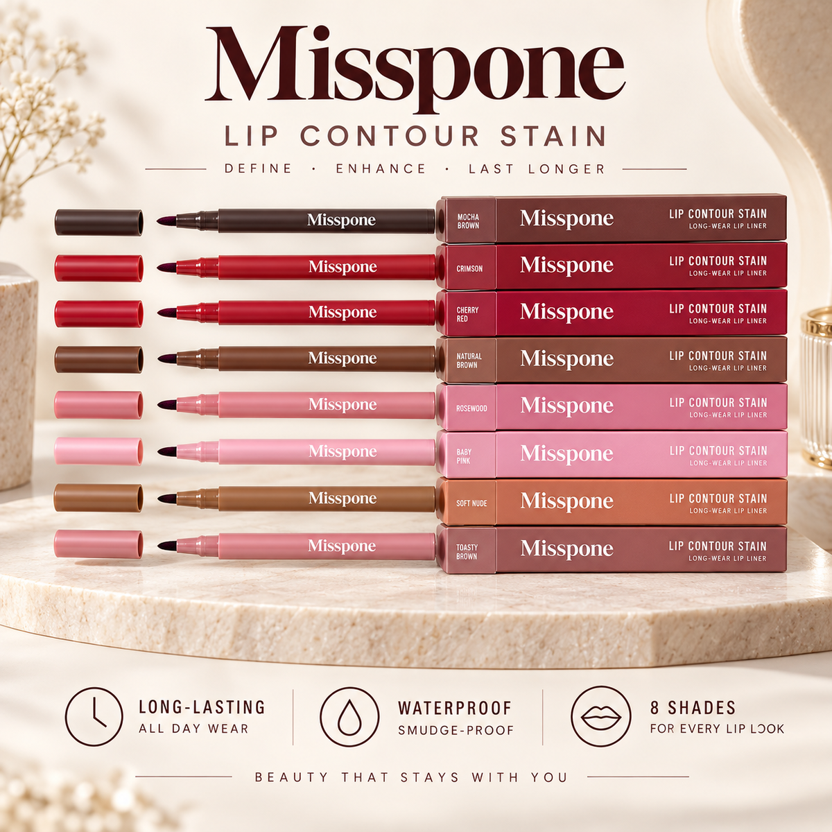 Peel & Stay Lip Stain Liner – 12H Smudge-Resistant Lip Definition
