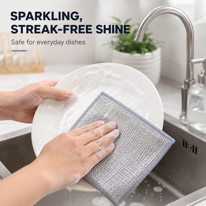Premium Silver Mesh Cleaning Cloth – Powerful Grease-Cutting Scrubber, Reusable & Quick-Dry