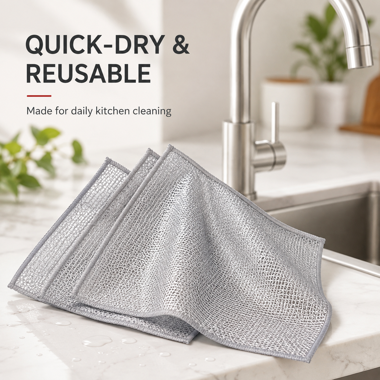 Premium Silver Mesh Cleaning Cloth – Powerful Grease-Cutting Scrubber, Reusable & Quick-Dry