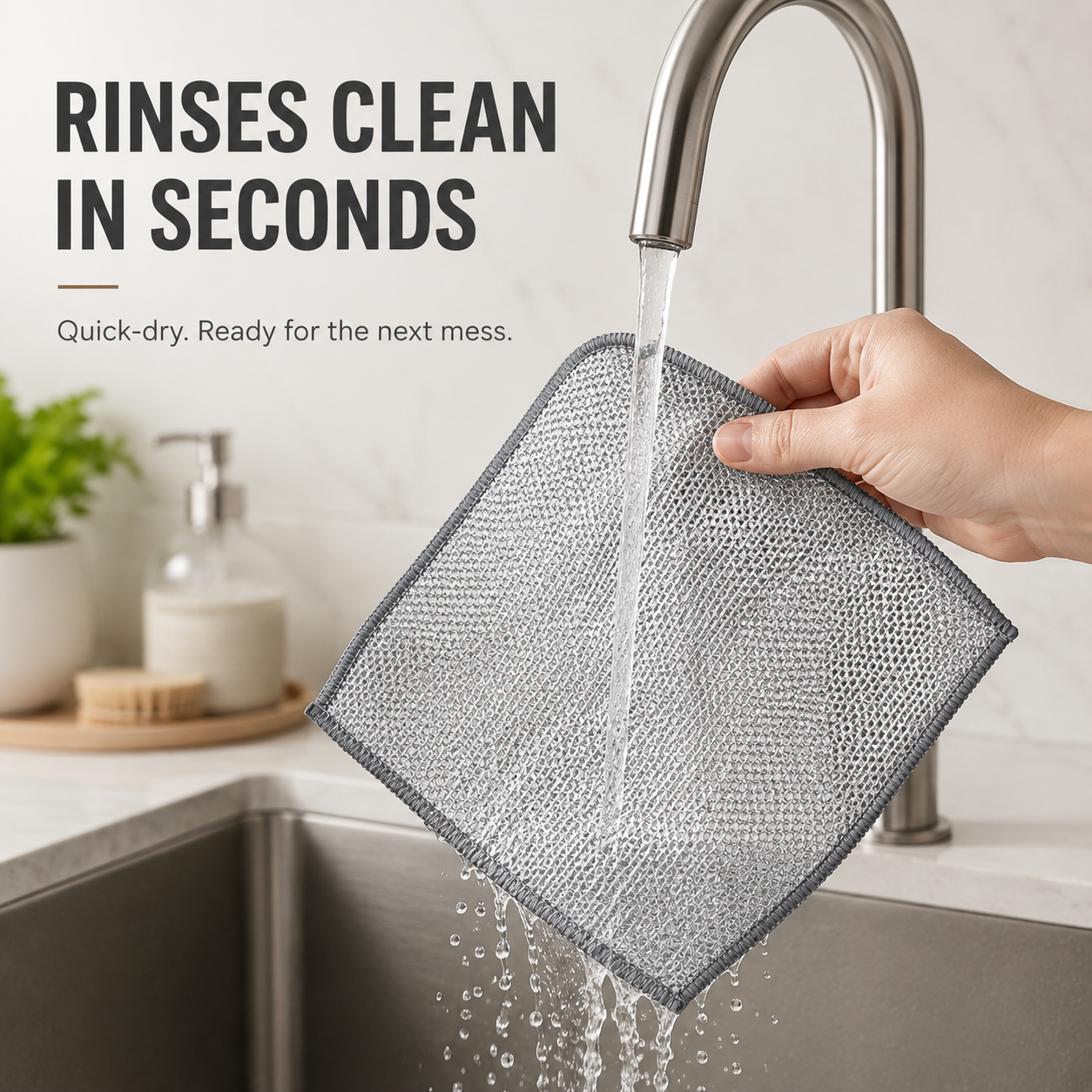 Premium Silver Mesh Cleaning Cloth – Powerful Grease-Cutting Scrubber, Reusable & Quick-Dry