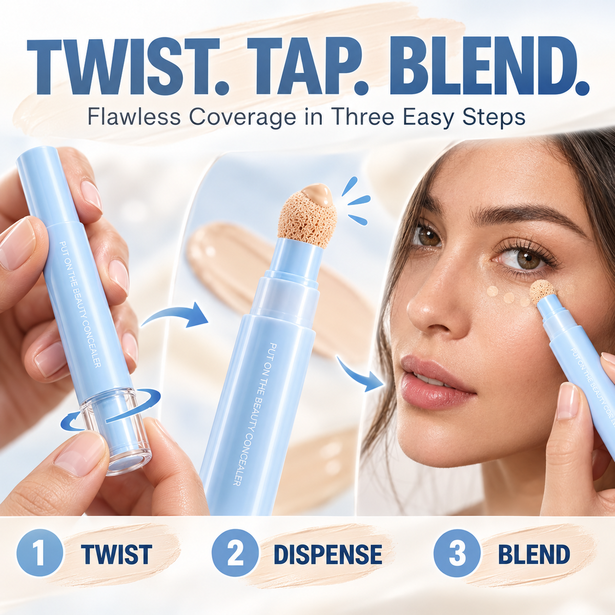 ✨ Flawless-in-Seconds 3-in-1 Concealer Pen – Brighten, Correct & Blur for Fresh, Awake-Looking Eyes