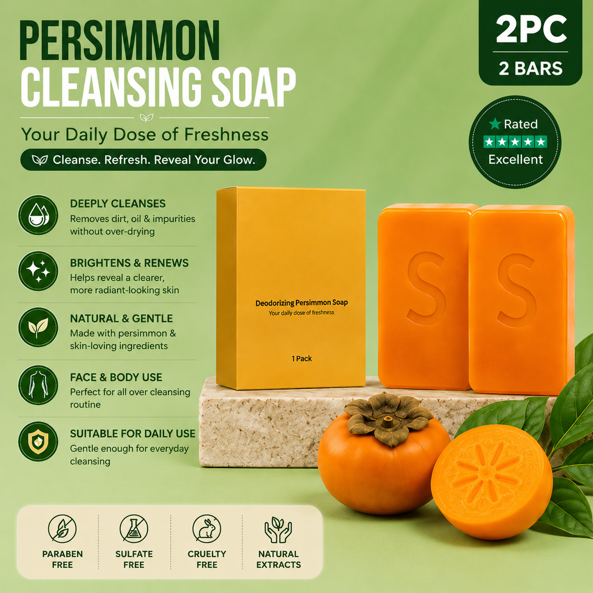 Persimmon Deodorizing Body Soap – Deep Cleansing & Fresh Odor Care