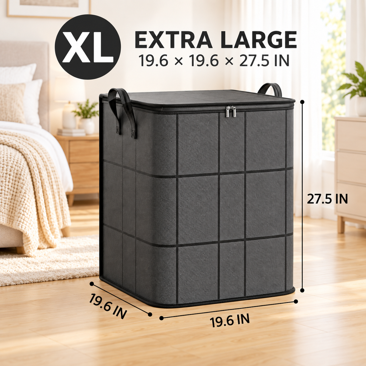 Foldable Under-Bed Clothes Storage Bin with Lid & Handles