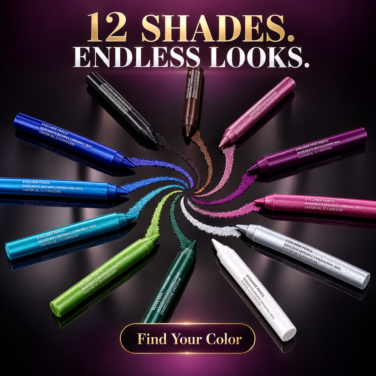 Waterproof Shimmer Eyeliner Pencil – Long-Lasting Color Eye Makeup