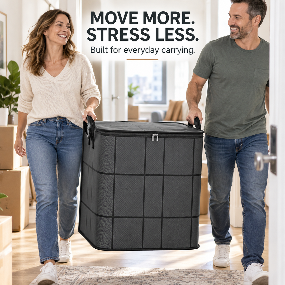 Foldable Under-Bed Clothes Storage Bin with Lid & Handles