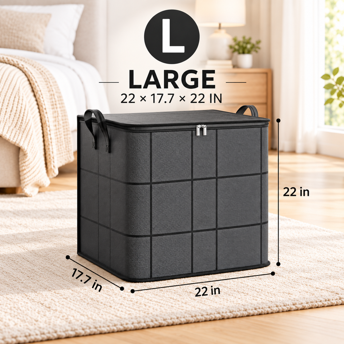 Foldable Under-Bed Clothes Storage Bin with Lid & Handles