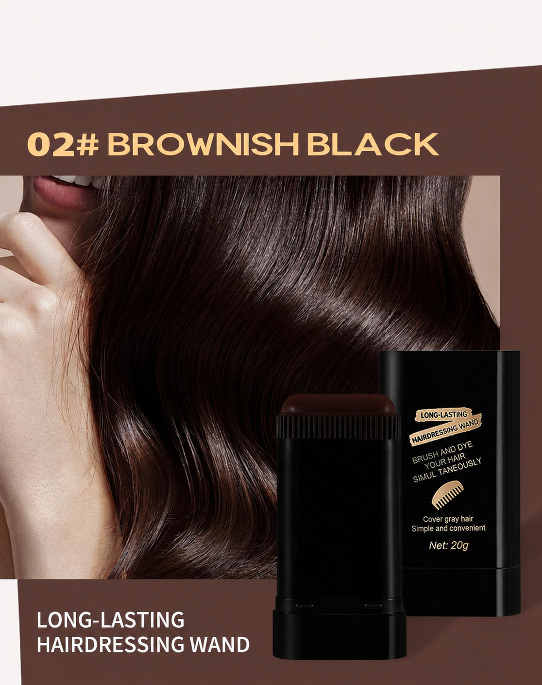 Instant Gray Hair Cover-Up Stick – Waterproof Root Touch-Up Wand