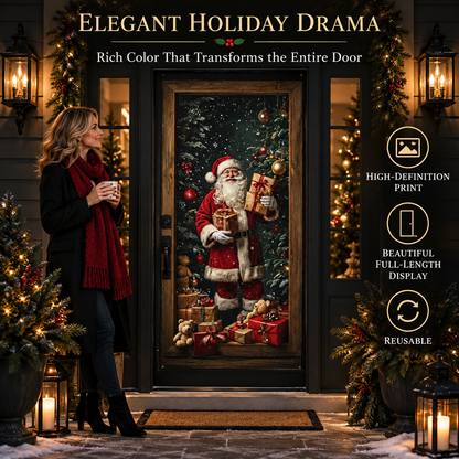 Christmas Door Cover – Premium Full-Door Holiday Decoration, Easy to Hang & Reusable