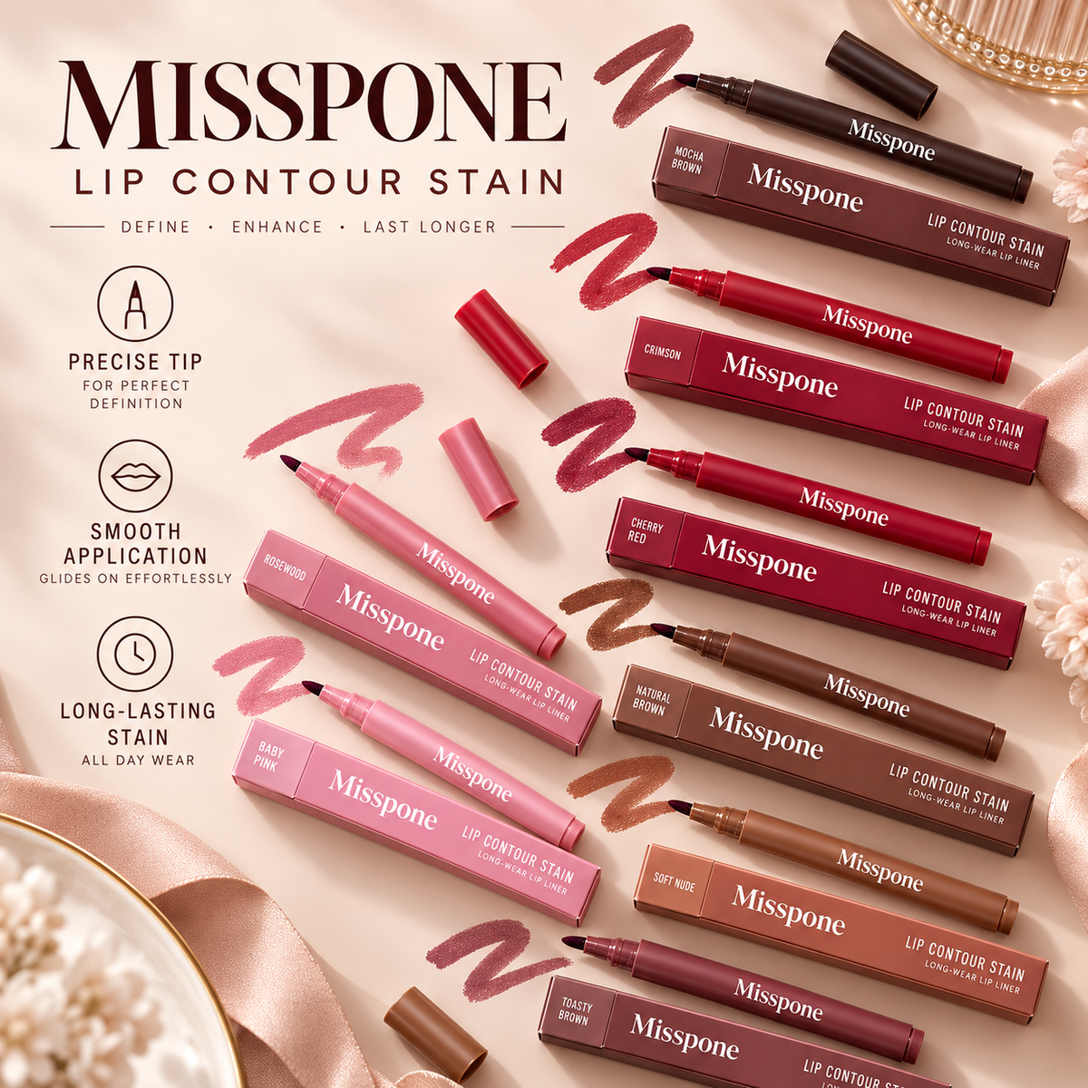 Peel & Stay Lip Stain Liner – 12H Smudge-Resistant Lip Definition