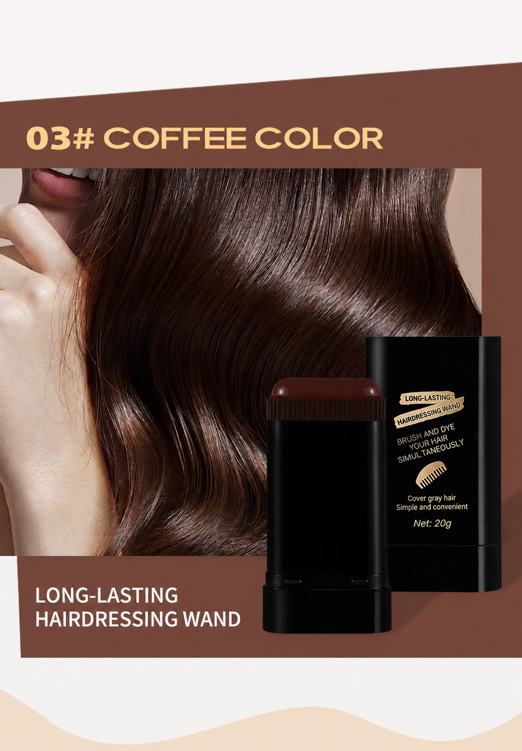 Instant Gray Hair Cover-Up Stick – Waterproof Root Touch-Up Wand