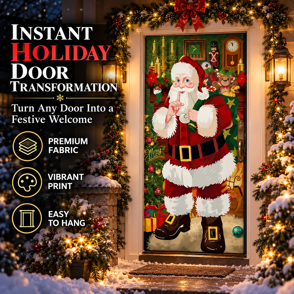 Christmas Door Cover – Premium Full-Door Holiday Decoration, Easy to Hang & Reusable