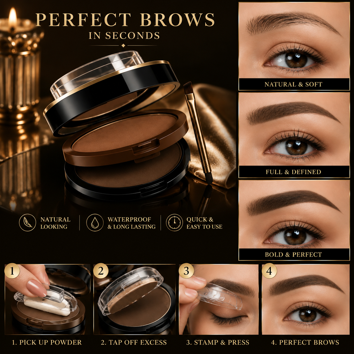 ✨ 2-Color Waterproof Eyebrow Stamp Kit — Symmetrical Brows in Seconds