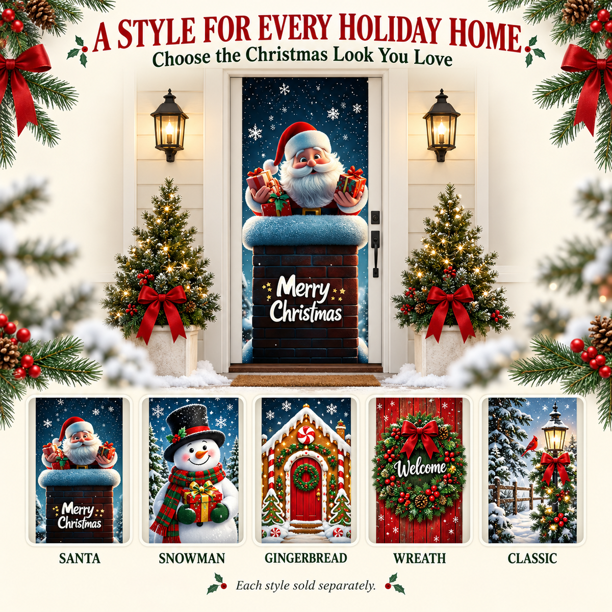 Christmas Door Cover – Premium Full-Door Holiday Decoration, Easy to Hang & Reusable