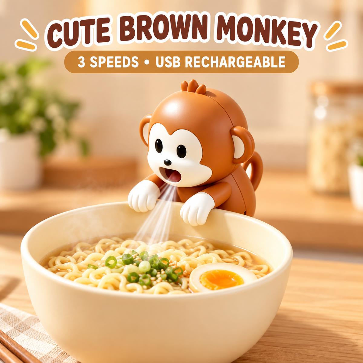 Cute Animal Clip-On Food Cooling Fan – 3-Speed Bowl & Cup Cooler