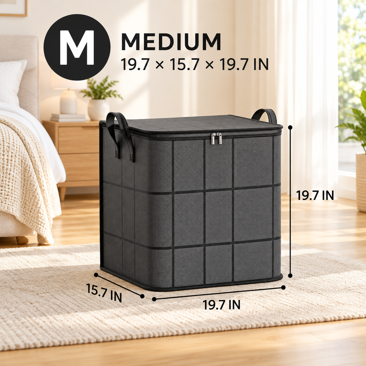 Foldable Under-Bed Clothes Storage Bin with Lid & Handles