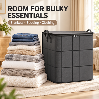 Foldable Under-Bed Clothes Storage Bin with Lid & Handles