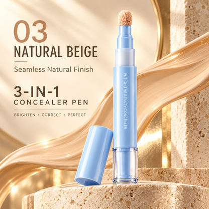 ✨ Flawless-in-Seconds 3-in-1 Concealer Pen – Brighten, Correct & Blur for Fresh, Awake-Looking Eyes