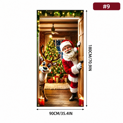 Christmas Door Cover – Premium Full-Door Holiday Decoration, Easy to Hang & Reusable