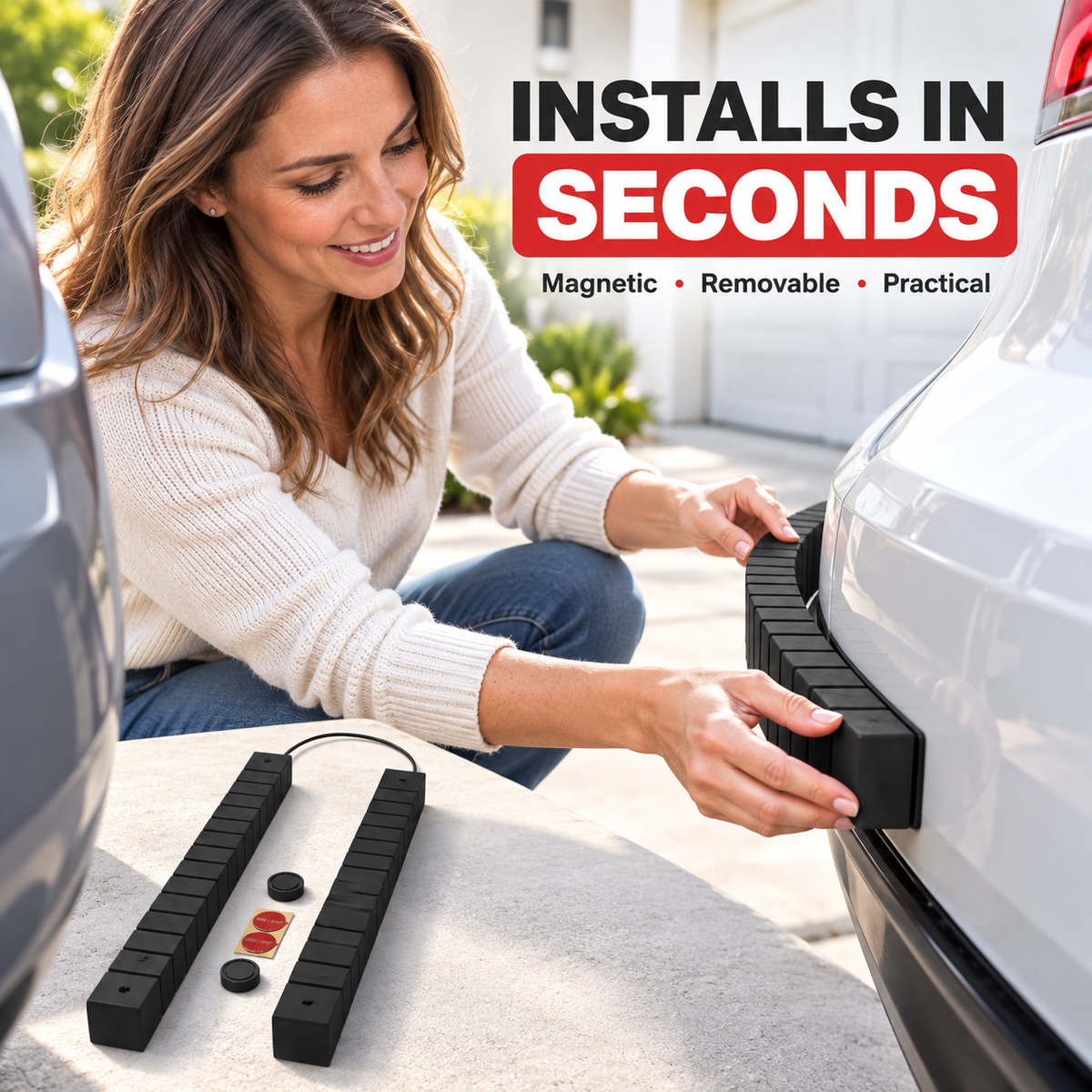 Magnetic Car Bumper Protector – Flexible Segmented Parking Guard for Scratch & Scuff Prevention